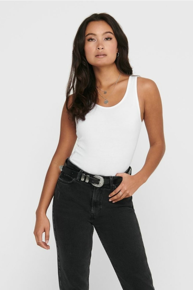 ONLLIVE LOVE LIFE S/L LONG TANK TOP 15060061 White
